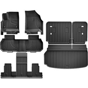 AOMSAZTO Floor Mats & Cargo Liner with Backrest Mat for 2024-2026 GMC Acadia (Only 7 Seats) & Buick Enclave 2025-2026, Custom Fit All Weather TPE Floor Liners Full Set Car Mats