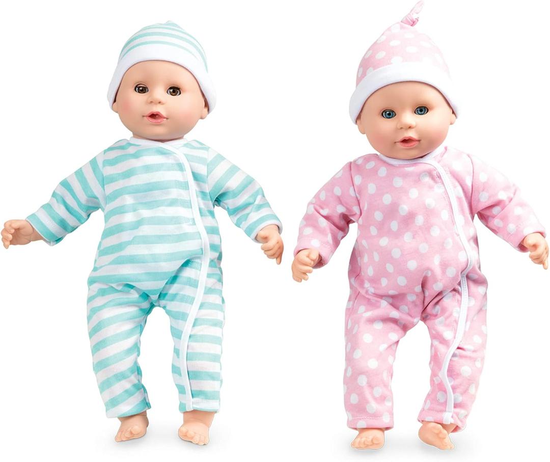 Melissa & Doug Mine to Love Luke & Lucy Realistic Twin Baby Dolls (15-inch) - Dolls and Accessories with Pacifiers for Pretend Play, Toddler Toys for Ages 18M+