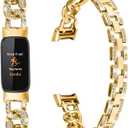 Metal Band Compatible with Fitbit Luxe Bands for Women Shiny Rhinestone Bracelet Strap Adjustable Replacement Bands for Fitbit Luxe Tracker (Gold)