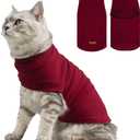 EXPAWLORER Soft Cat Sweater - Sweaters for Cats Only Warm Kitten Clothes, Fall and Winter Pet Coat Pullover Design, Fleece Sweatshirt Clothing Also for Puppy Small Dogs, Red Medium