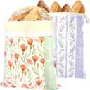 Beeswax Sourdough Bread Bags for Homemade Bread, 2 Packs XL Reusable Organic Beeswax Linen Cotton Sourdough Bag, Keep Loaves Fresh Longer, Homesteading Essentials