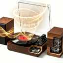 Record Player with 2 Stereo Speakers, Walnut Wood Turntable for Vinyl Records, Vintage Record Player Home Audio System, Vinyl Turntable for Bedroom Living Room Home Decor, Gift for Beginners