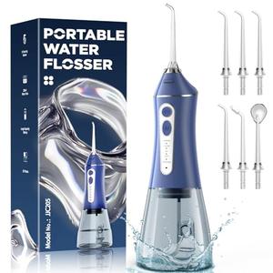 Water Flosser for Teeth Cleaning and Flossing, 5 Modes Rechargeable Cordless Oral Irrigator 320ml Water Tank Teeth Cleaner, IPX7 Waterproof Portable Electric Dentel Flossers for Home and Travel,Blue