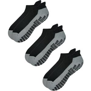 RATIVE Anti Slip Non Skid Ankle and Crew Socks with Grippers for Men Women (Small, 3-pairs/Black)