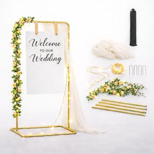 Gold Wedding Welcome Sign Stand Set  Elegant Adjustable 6.56ft Wedding Welcome Dcor Stand for Ceremony, Reception & Photo Welcome Signs (Gold)
