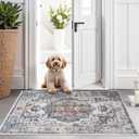 Hallway Washable Runner Rug - 2x3 Kitchen Rugs Entryway Rug Runner Vintage Soft Floor Mat Non Slip Indoor Farmhouse Carpet for Bathroom Living Room Bedroom (2 X 3, Brick)