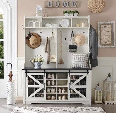 Hall Tree with Shoe Storage 163x56x21 CM