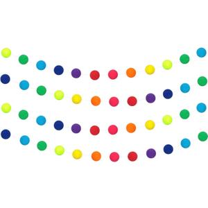 WILLBOND 4 Pack 39.4 ft Colorful Pom Pom Garlands Decorations with 128 Pcs Rainbow Felt Balls Hanging Garlands for Birthday Party Tree Ornaments Home Wall Supplies (Vivid Colors)