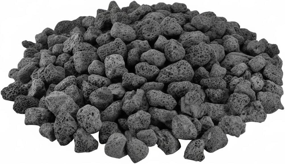 Mr. Fireglass Natural Lava Rock, 0.8"-1.2" Medium Volcanic Lava Rock for Indoor & Outdoor Fire Pits, Fireplaces, Fire Bowls & Fire Table, Decorative Garden Landscaping, Potted Plants -10 Pounds, Black