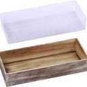 1 Pcs Wood Planter Box Rectangle Whitewashed Wooden Rectangular Planter Decorative Rustic Wooden Box with Inner Plastic Box - 17.3" L x 7.8" W x 3" H Floral Natural Centerpieces Rustic Wedding Decor
