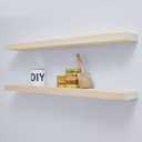 Homeforia 42 inch Wood Floating Shelf, High End Solid Natural Wood 42inch Large Floating Shelves for Wall Mounted, Unfinished Wooden Floating Shelves, Heavy Duty Bracket, 42 X 6.5 X 1.75 in, Set of 2 (Unfinished - Raw Sanded Pine (Diy))