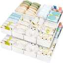 DIMJ Drawer Organizer Clothes 15 Pack - Foldable Baby Organizers and Storage & Dresser Organizer for Bedroom, Closet - Nursery Organization Dresser Dividers for underwear, Sock,Bra, Belt, Tie, White