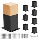 8 Pcs Post Base,4"x 4" Post Brackets(Actual 3.6"x 3.6"), Heavy Duty Black Metal Powder-Coated Thick Steel Post Anchor Outdoor for Support Deck Base Plate, Fence Kit,Mialbox Post Mount