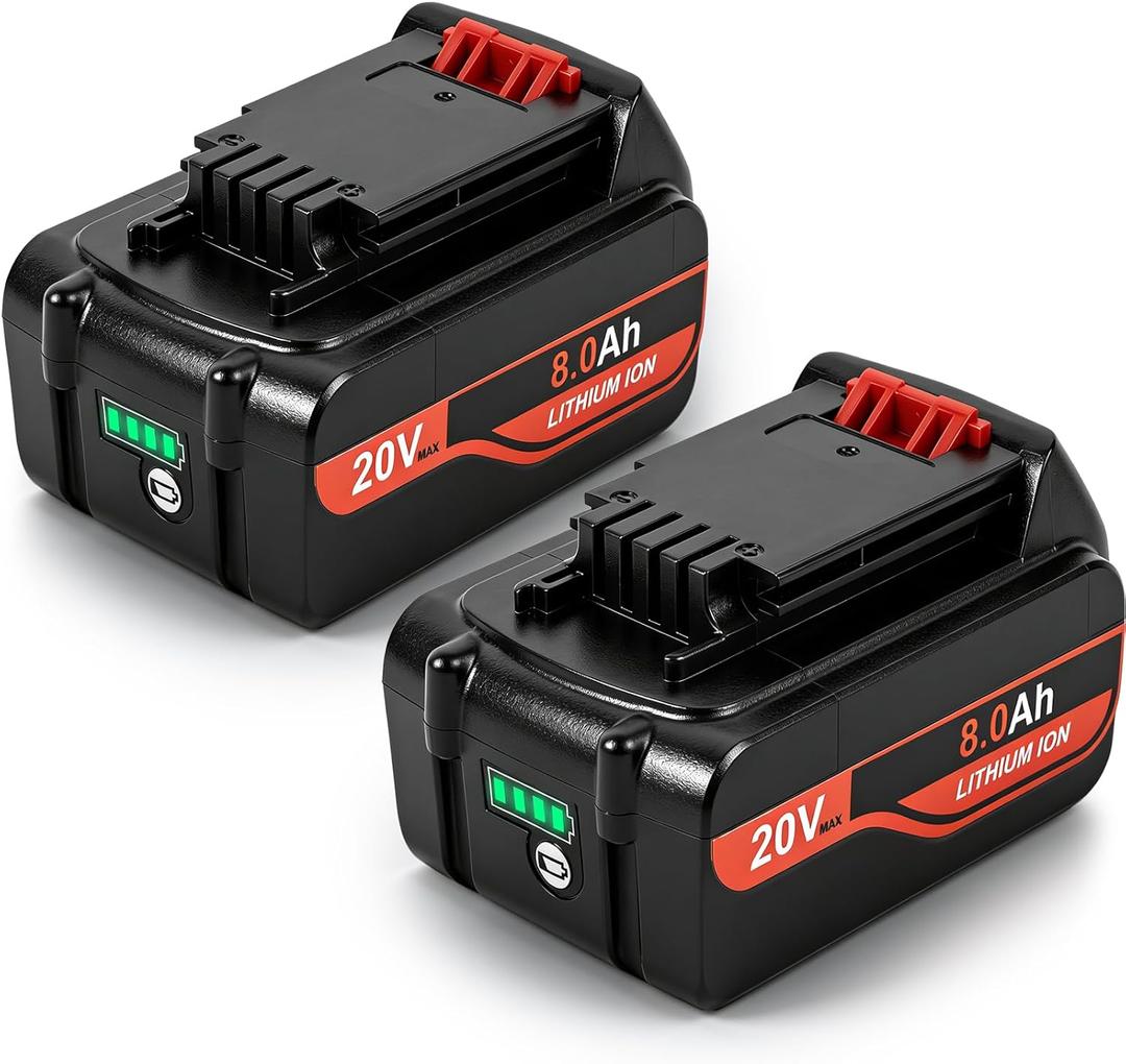 SANIU 2Pack 8000mAh Replacement for Black and Decker 20V Battery Lithium ion MAX 20 Volt Compatible with Black & Decker Batteries LBXR20 LBXR2020 LBX4020 LB2X4020-OPE