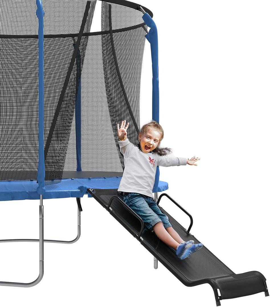 Universal Trampoline Slide 60" * 20" Slide with 2 Iron Plasticized Handles Buffer Bottom Wear-Resistant Fabric Safety Ladder for Kids and Toddle