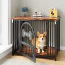 HavenlyYouth Dog Crate Furniture, No Assembly Heavy Duty Dog Kennel Indoor for Medium Dogs, Double-Door Dog Cage with Lock, Dog Crates Use as Side End Table, Rustic Brown