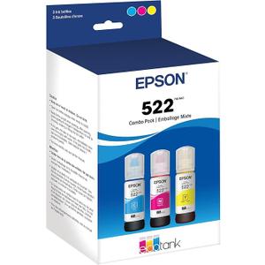 EPSON 522 EcoTank Ink Ultra-high Capacity Bottle Color Combo Pack (T522520-S) Works with EcoTank ET-2720, ET-2800, ET-2803, ET-2840, ET-4700, ET-4800, ET-4810