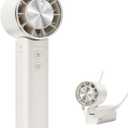 Hand Held Fan - 4 Speeds Adjustable 4800mAh, Foldable,Lightweight Neck-Worn Design, Beach Vacation Essentials, Portable Fan for Travel, Cooling for Camping, Outdoor and Indoor - Beige