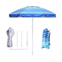 6.5ft Beach Umbrella - Heavy Duty Wind Resistant UV 50+ Portable Sun Shade with Sand Anchor & Carry Bag, Outdoor Folding Umbrella for Beach, Pool, Patio, Garden (Blue Stripe)
