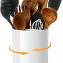 Kitchen Cooking Utensil Holder, 360° Rotating Large Utensil Crock, 6.3" Unbreakable for Countertop, for Farmhouse Kitchen Decor with Rotatable and Detachable Base (Melamine)
