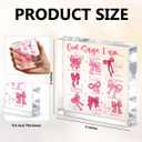 Positive Affirmation Bible Verse Desk Decor Acrylic Sign 4X4 Inch, Preppy Coquette Pink Bow Desk Decorative Signs for Shelf Tabletop Cubicle Room Office, Christian Gifts for Women Men Friends