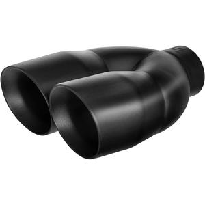 Black Dual Exhaust tip - 2.5" ID x 7"OD x 9"L - Double Wall Weld On Muffler Tail Pipe Stainless Steel Black Coated