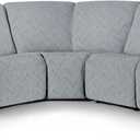 Ruaozz Sectional Sofa Covers Oversized L Shape 5 Seat Recliner Couch Covers - Washable Soft Extra Large Sectional Covers with Pockets (Light Grey)