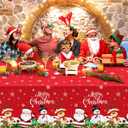 Tiamon 60 x 104 Inch Christmas Tablecloth for Rectangle Table, Fabric Washable Water Proof Table Cover Snowman Red Santa Claus Cover Decorations for Xmas Winter Holiday Dinner Party Supplies (59.8" x 83.9" (Rectangular))