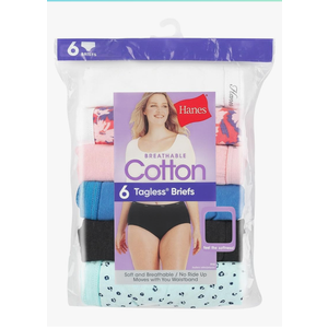 Hanes Women's High-Waisted Brief Panties, 6-Pack, Moisture-Wicking Cotton Brief Underwear, XL