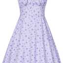 Belle Poque Vintage Floral Dress for Women 2026 Summer A-line Sleeveless Flowy Midi Elegant Wedding Guest Cocktail Dress, Large