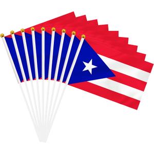 50 Pack Puerto Rico Hand Held Mini Stick Flags, Puerto Rican Small Miniature Stick Flag with 8.2 x 5.5 Inch Flag, Outdoor Decoration, Party Decorations, Supplies for Parades, Festival Events Celebration (Puerto Rico)