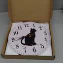 Mxocom Cat Silhouette Wall Clock Pet Animal Kitten Standing Black Outline 10 Inch Silent Non Ticking Battery Operated Clock Vintage Round Clock for Living Room Bedroom Bathroom Office Decor