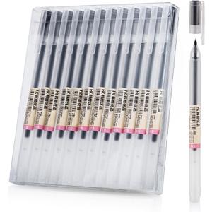 Premium Black Gel Pens, [0.5mm] Extra Fine Point Pens Smooth Writing Ballpoint Pens for Japanese Office School Stationery Supply (12 Packs)