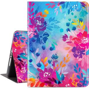 Vimorco for iPad 9th/8th/7th Generation Case for Girls Women, Floral for iPad 10.2 Case Soft Rubber Back Cover for iPad 7/8/9 Gen, Adjustable Stand Auto Wake/Sleep, Purple Flowers