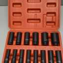 TONYNOL 1/2 Inch Deep Drive Impact Socket Set,12-Point,Metric (10mm-32mm),14 Pcs,Cr-Mo Steel,With a Storage Case