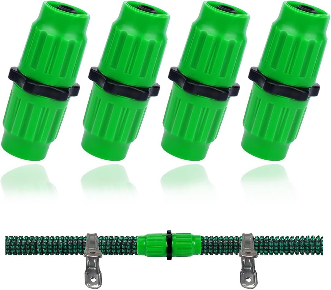 Vodolo Expandable Garden Hose Repair Kit,4 PCS Dual-Channel Hose Female Male Connectors Accessories with Metal Clamp Compatible with Pocket Hose Fit for 3/4" or 5/8" Garden Hose Fitting