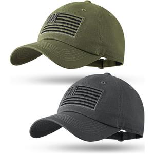 American Flag Baseball Hats for Men Women Low Profile Washed Cotton USA Baseball Caps Adjustable Golf Dad Hat (Gray)