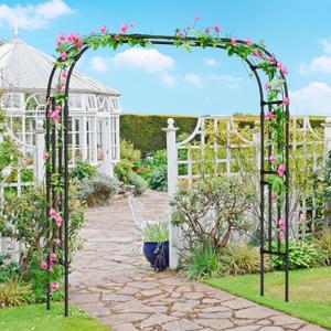 Garden Arch Trellis for Climbing Plants, 87'' H Large Garden Trellis OutdoorMetal Plant Support Trellis Archway Arbor Tunnel Trellis for Vegetables Plant Cucumber Trellis Decoration, Black