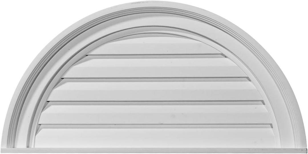 Ekena Millwork 24"W x 12"H x 1 1/8"P, Half Round Gable Vent Louver, Non-Functional