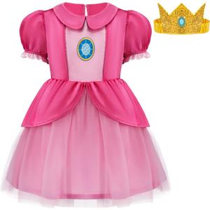 Spooktacular Creations Halloween Baby Pink Dress Costume for Girl, Princess Costume for Toddler Girls, Princess Tulle Dress for Halloween Cosplay Parties(12-18 Months)