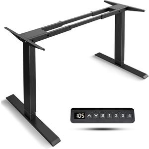 Dual Motor Standing Desk Frame- Height Adjustable Electric Desk Legs, Heavy Duty Sit to Stand Up Desk Base, 4 Memory Settings Controller for Adjustable DIY Desktop, Over 300 lbs Load Capacity (2 Tier, Black)