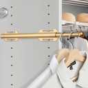 Valet Rod For Closet Pull Out, Heavy Duty Adjustable Valet Rod For Closet, Laundry Room, Bedroom, Bathroom(Gold)