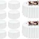 10Pack White Round Tablecloth 90 inch White Table Cloth, Washable Round Table Cloth Polyester Table Cover for Dining Wedding Banquet Party