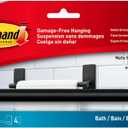 Command Hand Towel Bar Matte Black with Water Resistant Strips, Bathroom Decor, 9 in Bar Length Holds up to 3 lbs