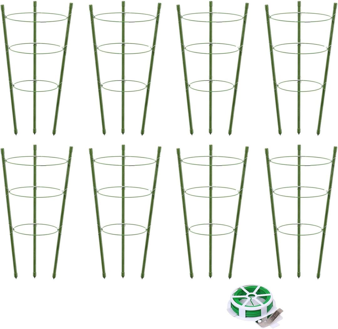 TOCCYARD 8 Pack Plant Support Tomato Cages for Garden, 18 Inches Small Tomato Cages and Supports with Adjustable Rings for Garden Pots, Plant Stakes Tomato Trellis Rings for Climbing Plants