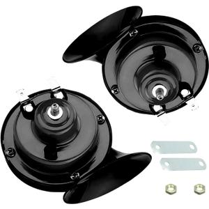 Pack-2 300DB Snail Horn, ABS + Metal Integrated Super Loud Snail Horn, Universal 12V Car Security Alarm Speaker, for Most Cars, Trucks and Vans (Black)