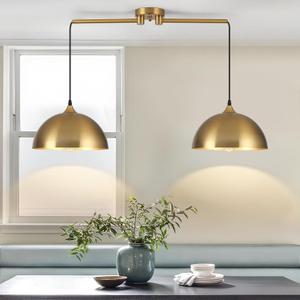 Gold Pendant Lights Kitchen Island 2-Light, Gold Dome Pendant Light, Modern Dining Room Light Fixture, Island Pendant Lights for Kitchen, Dining Room, Bar, Cafe