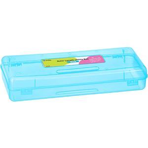 Enday Pencil Box Blue, Storage Organizer Utility Box, Multipurpose Long Ruler Length School Office Supplies Plastic Pencil Case for Kids & Adults  1PK