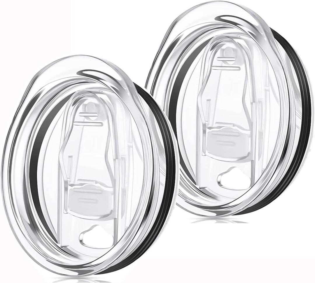 20 oz skinny tumbler lid replacement Plastic Lids Splash Resistant Covers Spill Proof Skinny Cup Covers for Mouth Tumbler Cooler Cup (Clear, 2Pack)