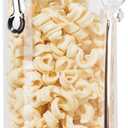 Oggi Clear Canister Airtight 72oz - Clamp Lid & Spoon - Airtight Food Storage Container, for Kitchen & Pantry Storage of Bulk, Dry Foods, Pasta, Flour, Sugar, Coffee, Rice, Tea, Spices & Herbs (72 Fluid Ounces)